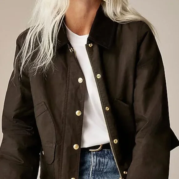NWT J Crew Short Barn Jacket in English Ripstop Cotton Size M - Picture 3 of 5